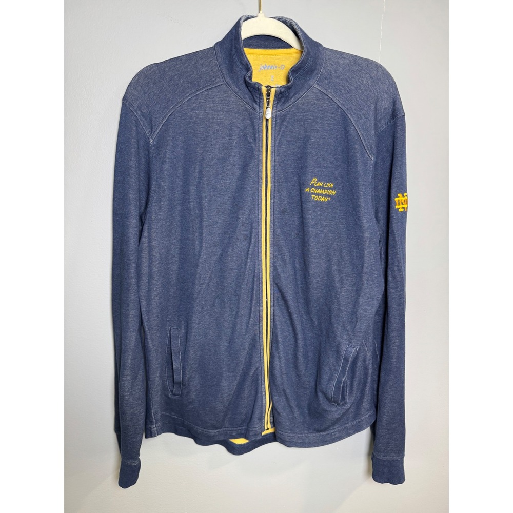 johnnie-O Notre Dame Play Like A Champion Today Full Zip Jacket Blue Yellow L